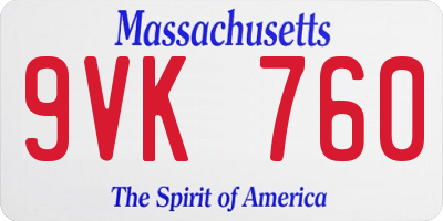 MA license plate 9VK760