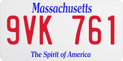 MA license plate 9VK761