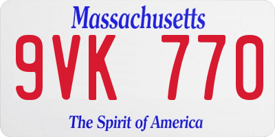 MA license plate 9VK770