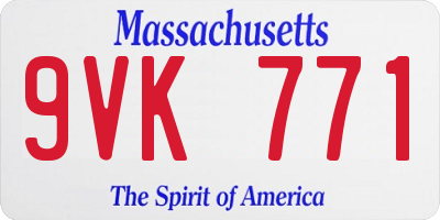 MA license plate 9VK771