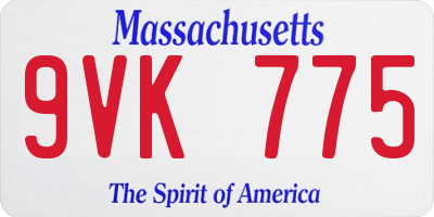 MA license plate 9VK775