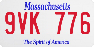 MA license plate 9VK776