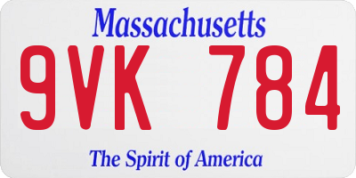 MA license plate 9VK784