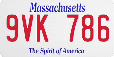 MA license plate 9VK786