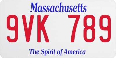 MA license plate 9VK789