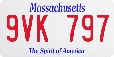 MA license plate 9VK797