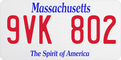 MA license plate 9VK802