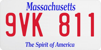 MA license plate 9VK811