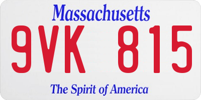MA license plate 9VK815