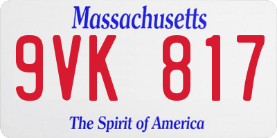 MA license plate 9VK817