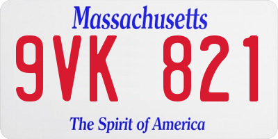 MA license plate 9VK821