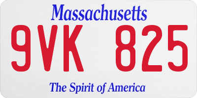 MA license plate 9VK825