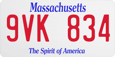 MA license plate 9VK834