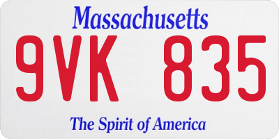 MA license plate 9VK835