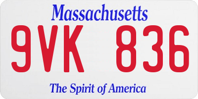 MA license plate 9VK836