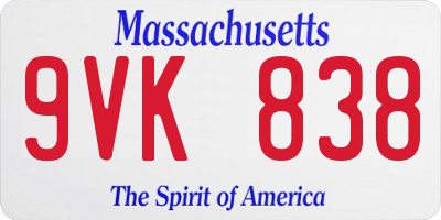 MA license plate 9VK838