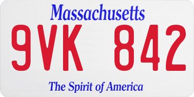 MA license plate 9VK842