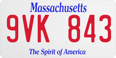MA license plate 9VK843