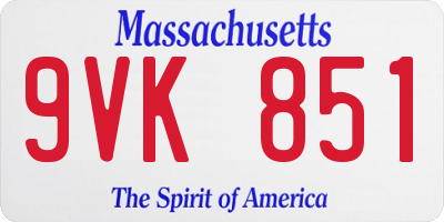 MA license plate 9VK851