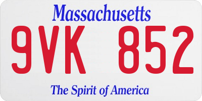 MA license plate 9VK852