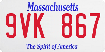 MA license plate 9VK867