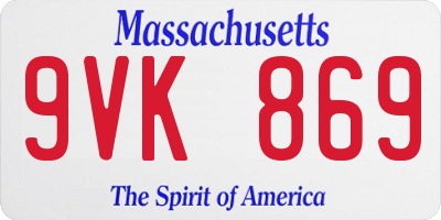 MA license plate 9VK869