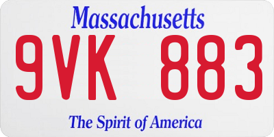 MA license plate 9VK883