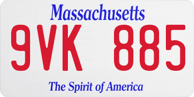 MA license plate 9VK885