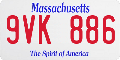 MA license plate 9VK886
