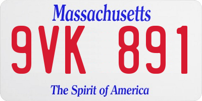 MA license plate 9VK891