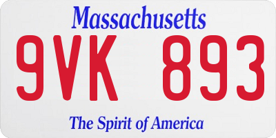 MA license plate 9VK893