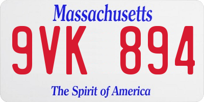 MA license plate 9VK894