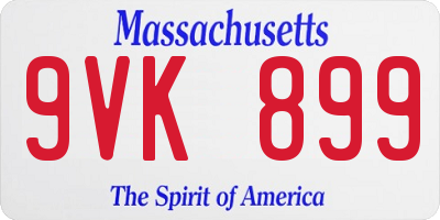 MA license plate 9VK899
