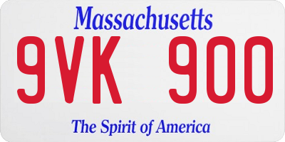 MA license plate 9VK900
