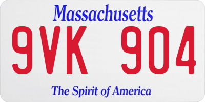 MA license plate 9VK904