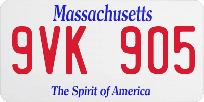 MA license plate 9VK905