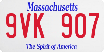 MA license plate 9VK907