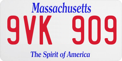 MA license plate 9VK909