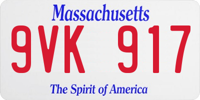 MA license plate 9VK917