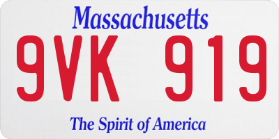 MA license plate 9VK919
