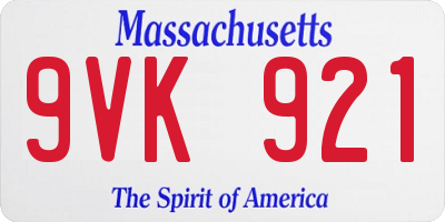 MA license plate 9VK921