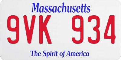 MA license plate 9VK934