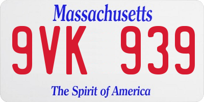 MA license plate 9VK939