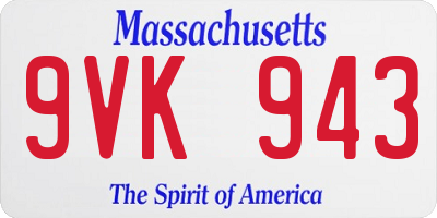 MA license plate 9VK943