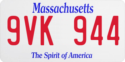MA license plate 9VK944