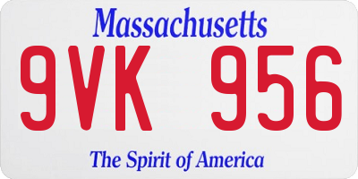 MA license plate 9VK956