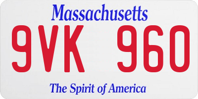 MA license plate 9VK960