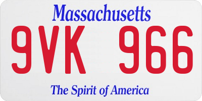 MA license plate 9VK966