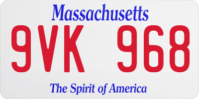 MA license plate 9VK968