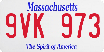 MA license plate 9VK973